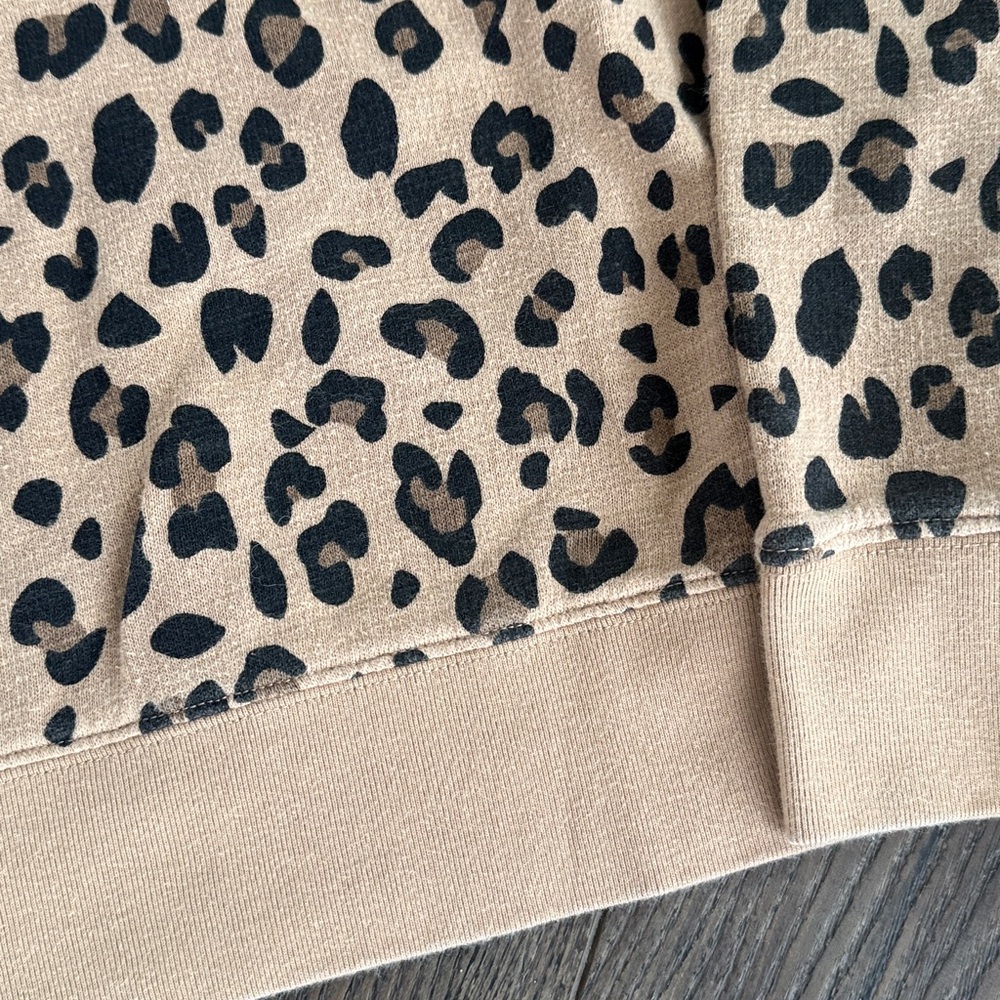 J. Crew vintage fleece cheetah print crewneck cropped Large - Picture 2 of 5